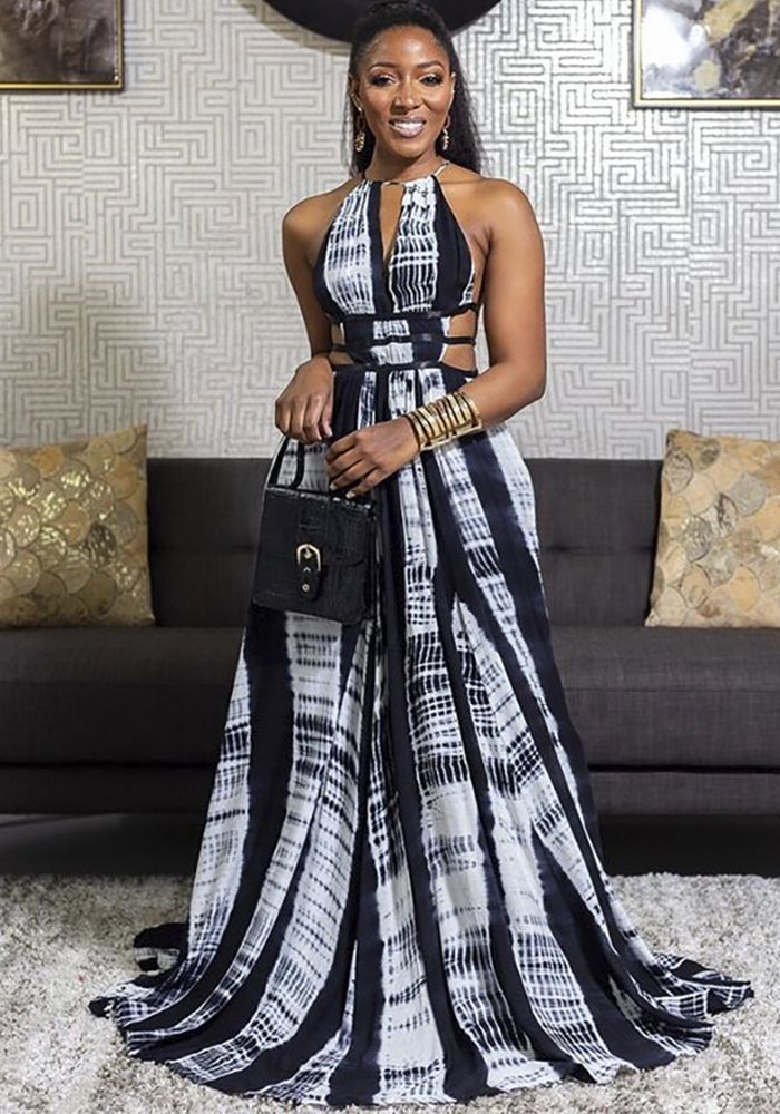 Robe Maxi Dos Nu à Imprimé pour Femme