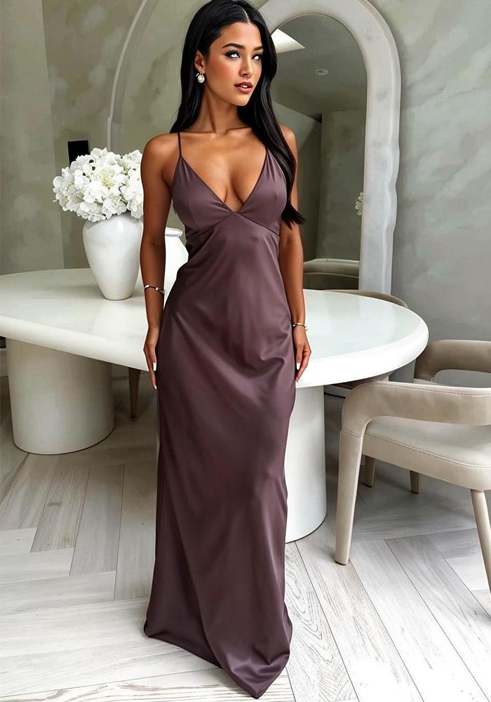 Robe d'été femme sans manches à col en v et lien, chic, taille slim