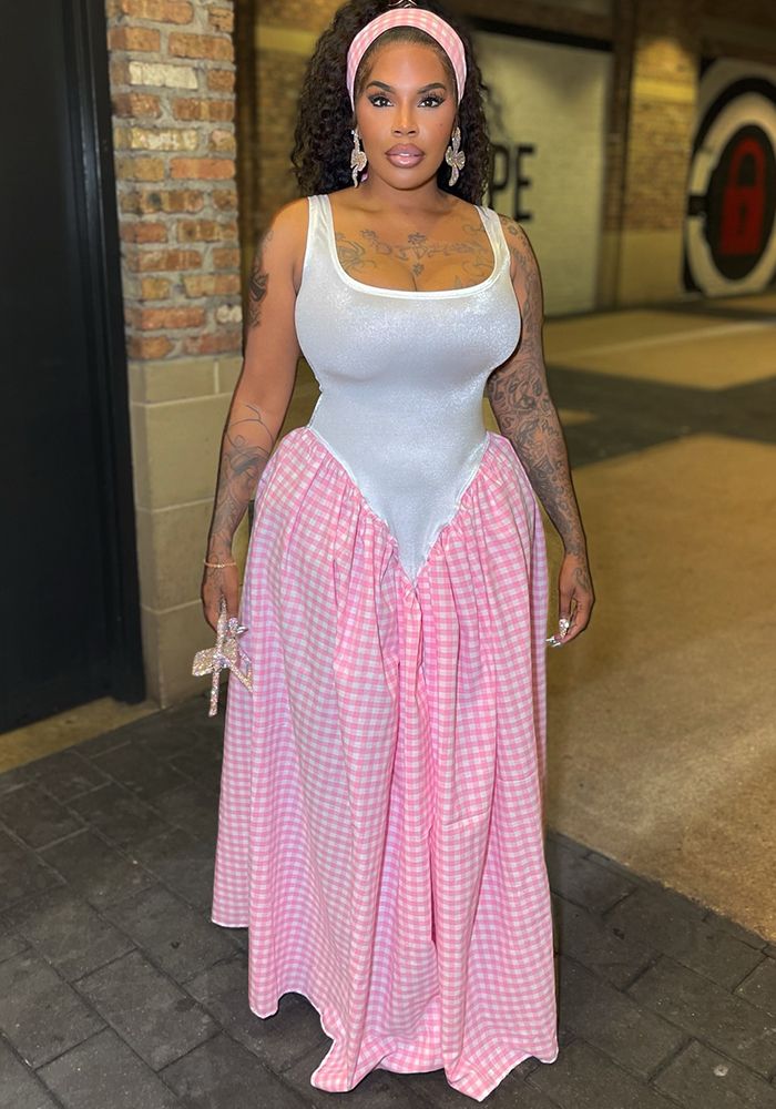 Robe sans manches à carreaux slim taille femme