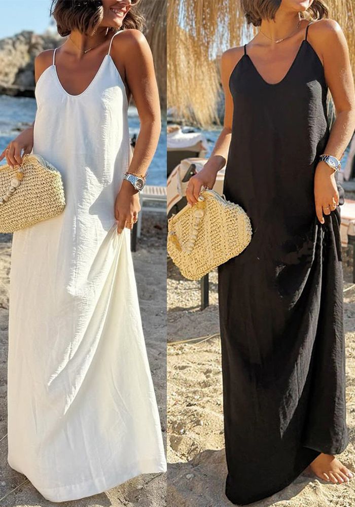 Robe Maxi d'Été Décontractée Sans Dos pour Femmes