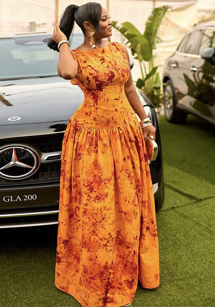 Robe Maxi Sans Manches Imprimée pour Femmes Été