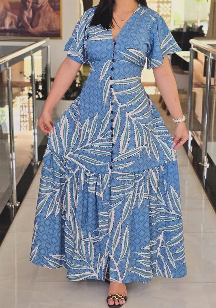 Robe Imprimée Décontractée à Lacets pour Femmes