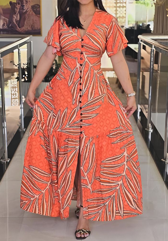 Robe Imprimée Décontractée à Lacets pour Femmes