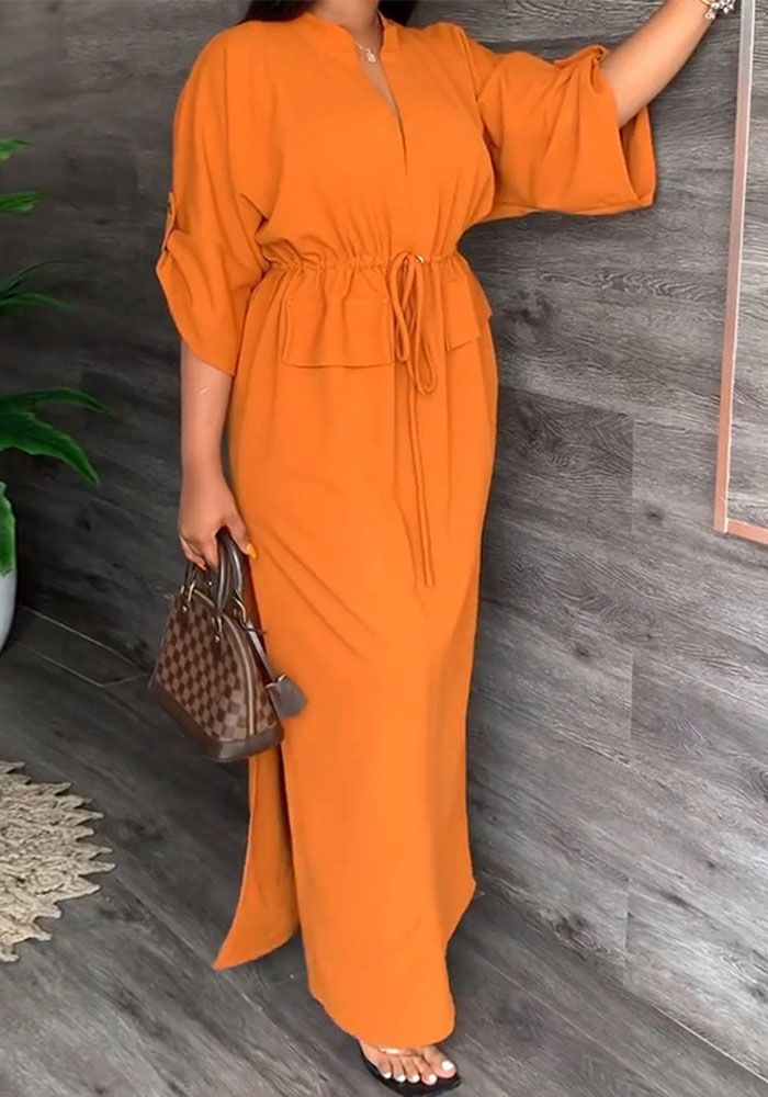 Robe maxi élégante unie pour femmes au printemps