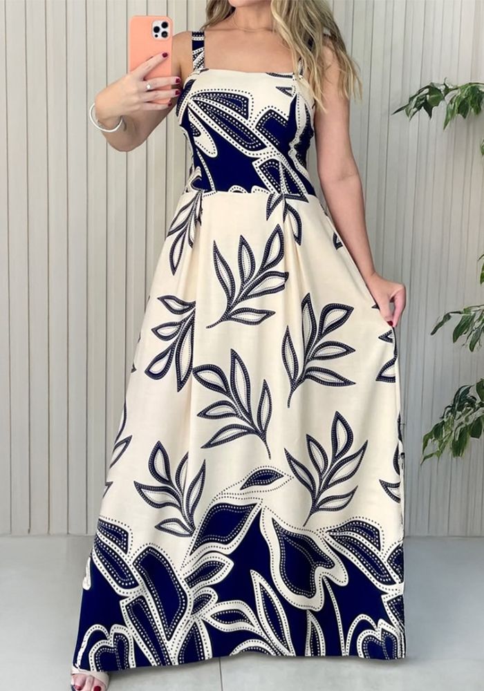 Robe sans manches décontractée imprimée pour femmes