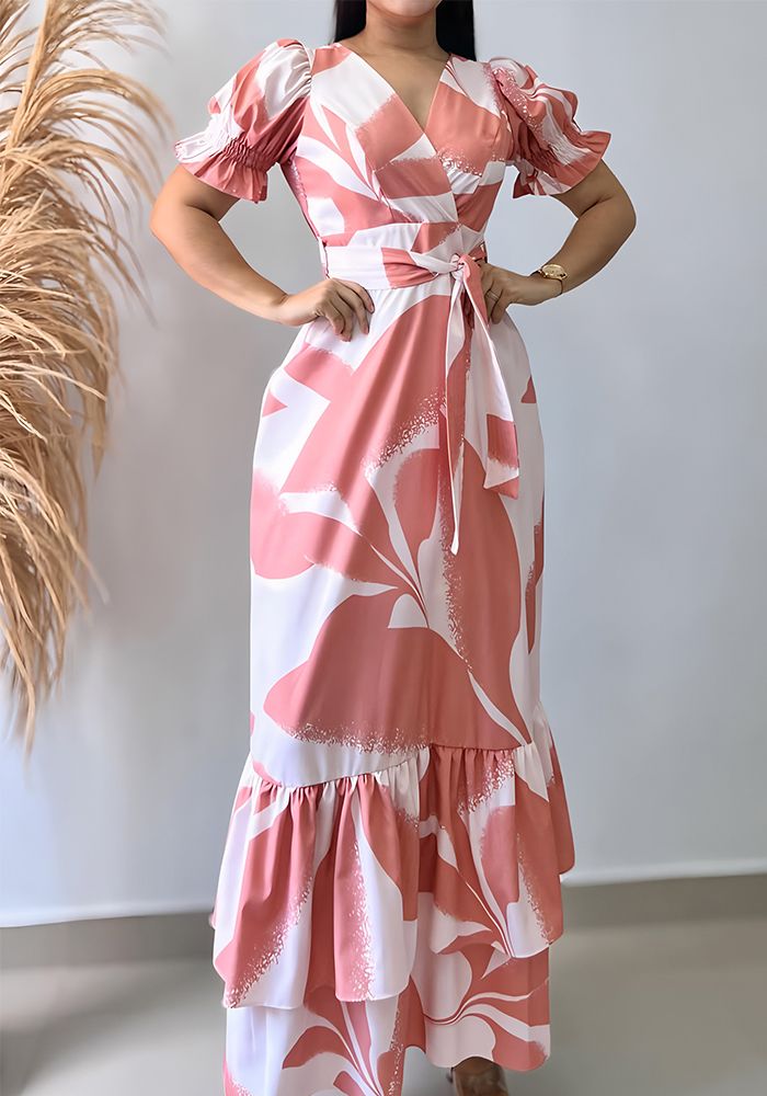 Robe à manches courtes imprimée décontractée pour femmes