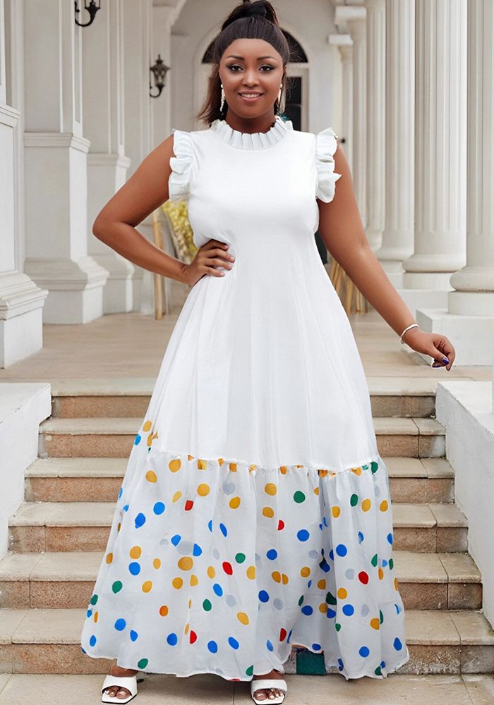 Robe à col rond à volants en imprimé léopard pour femmes grandes tailles d'été