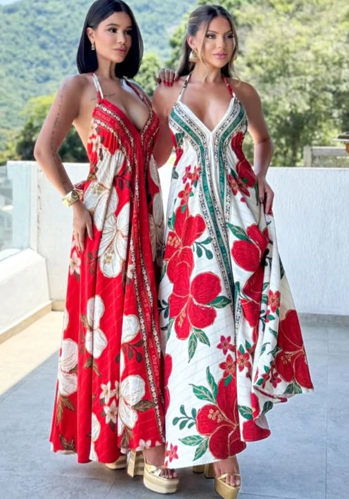 Robe maxi imprimée sans épaules à décolleté en V pour femmes printemps et été