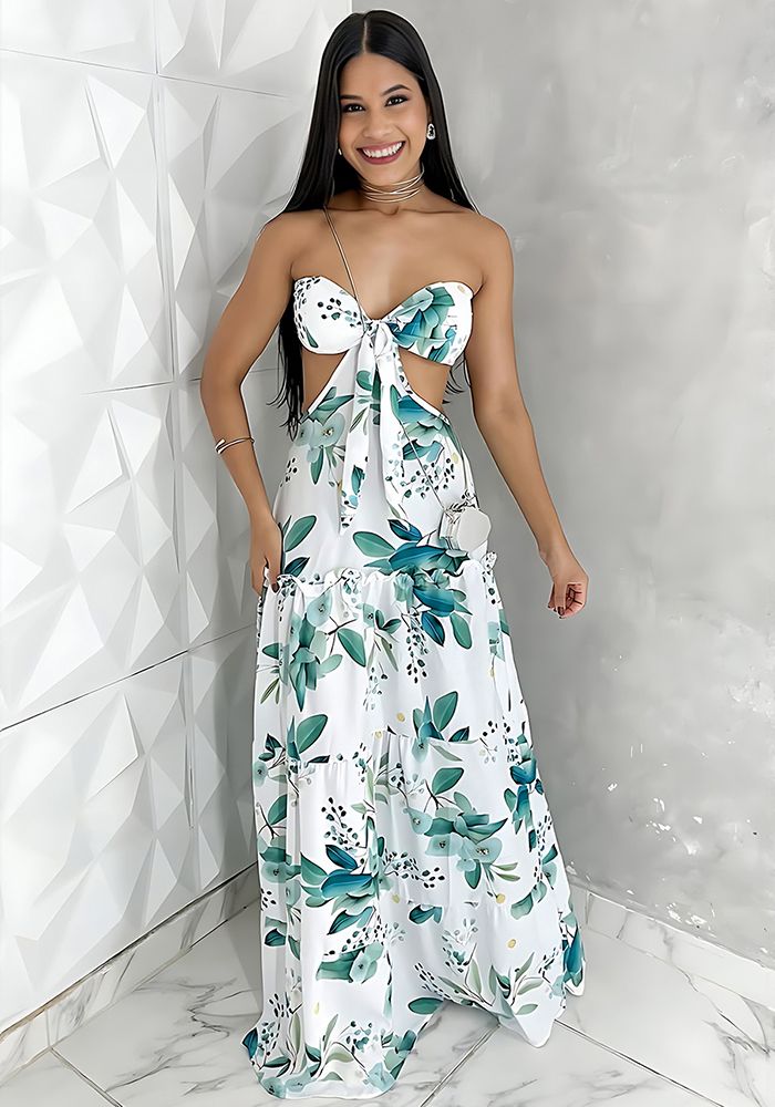 Robe d'été sans bretelles imprimée pour femmes