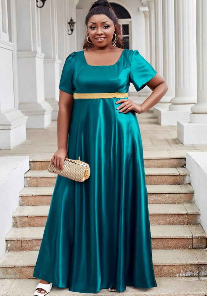 Robe de Soie Satinée U Élégante Grande Taille