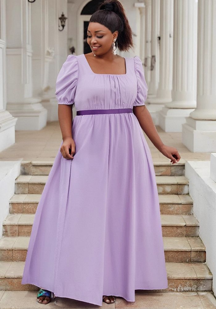 Robe de bal élégante à taille haute avec manches bouffantes grande taille