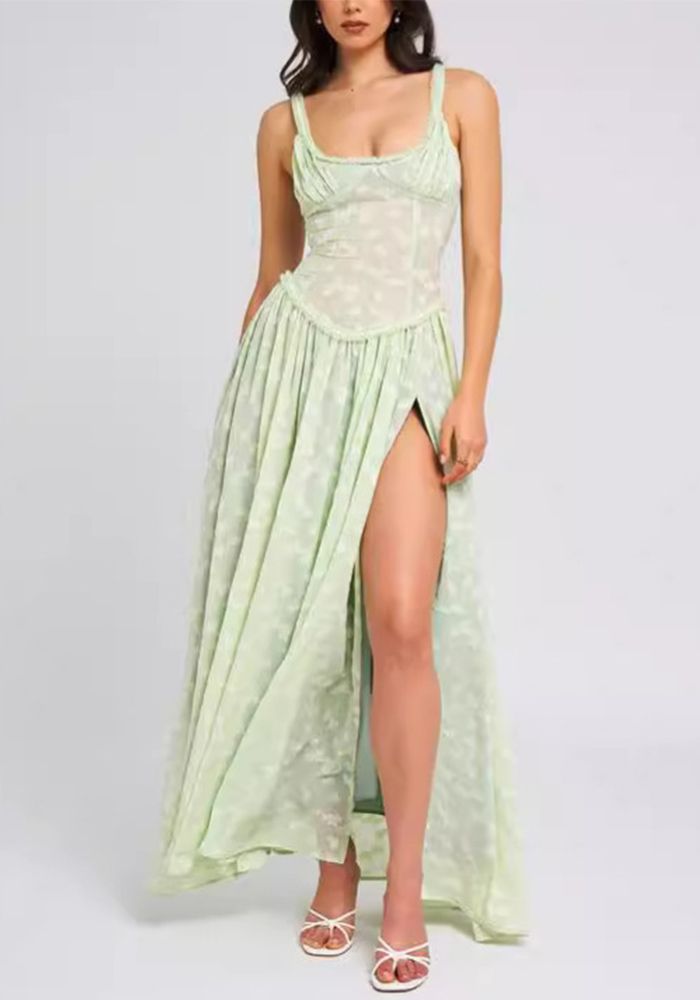 Robe Chiffon Sans Dos à Bretelles U pour Femme