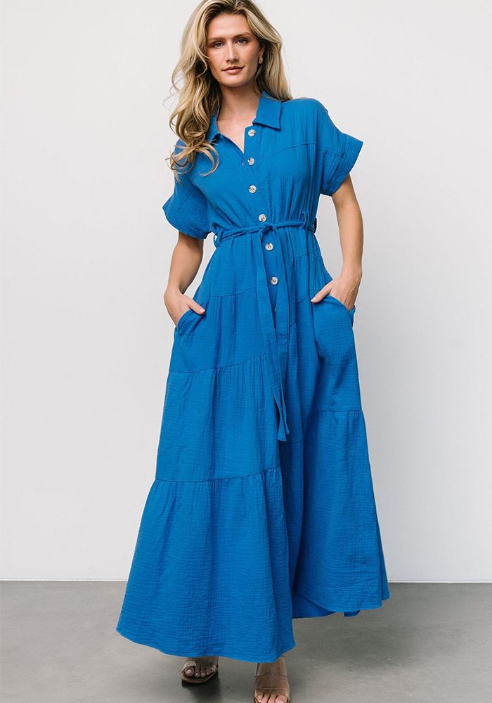 Robe Chemise à Manches Courtes en Patchwork Solide pour Femmes