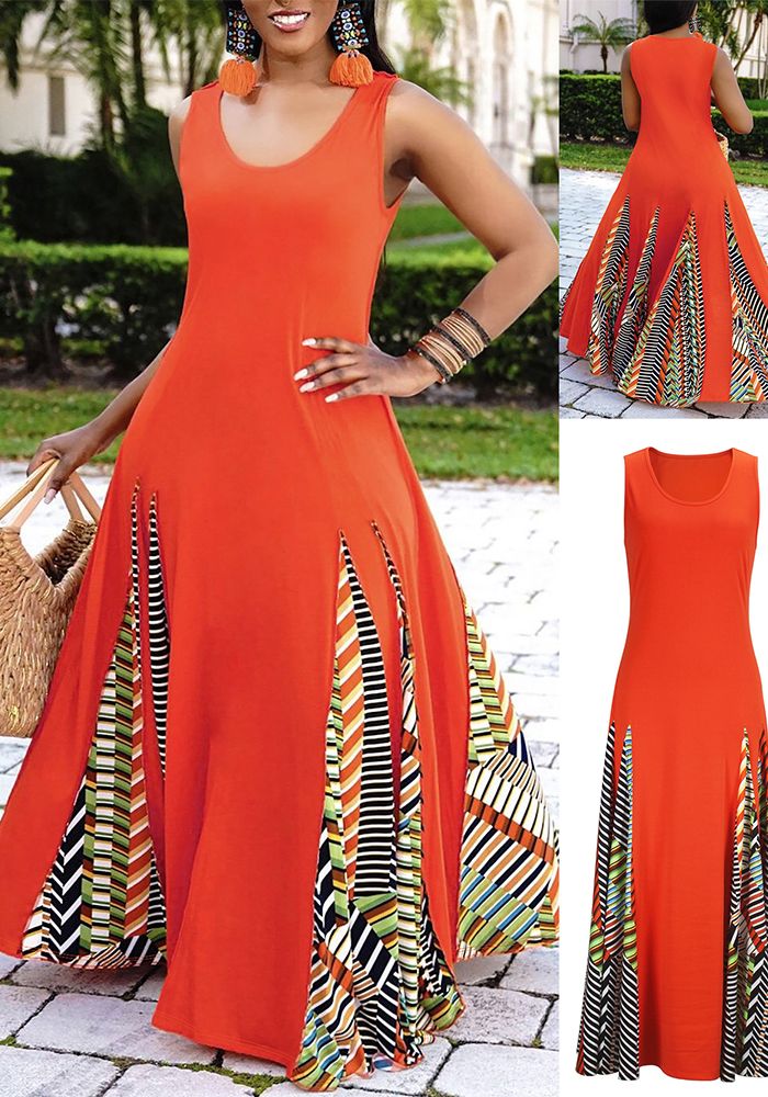 Robe à col rond en patchwork pour femmes printemps et été