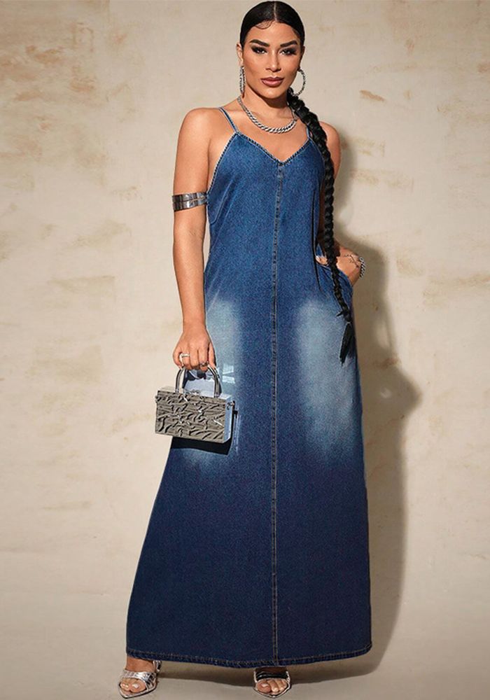 Robe Longue Décontractée en Jean pour Femme