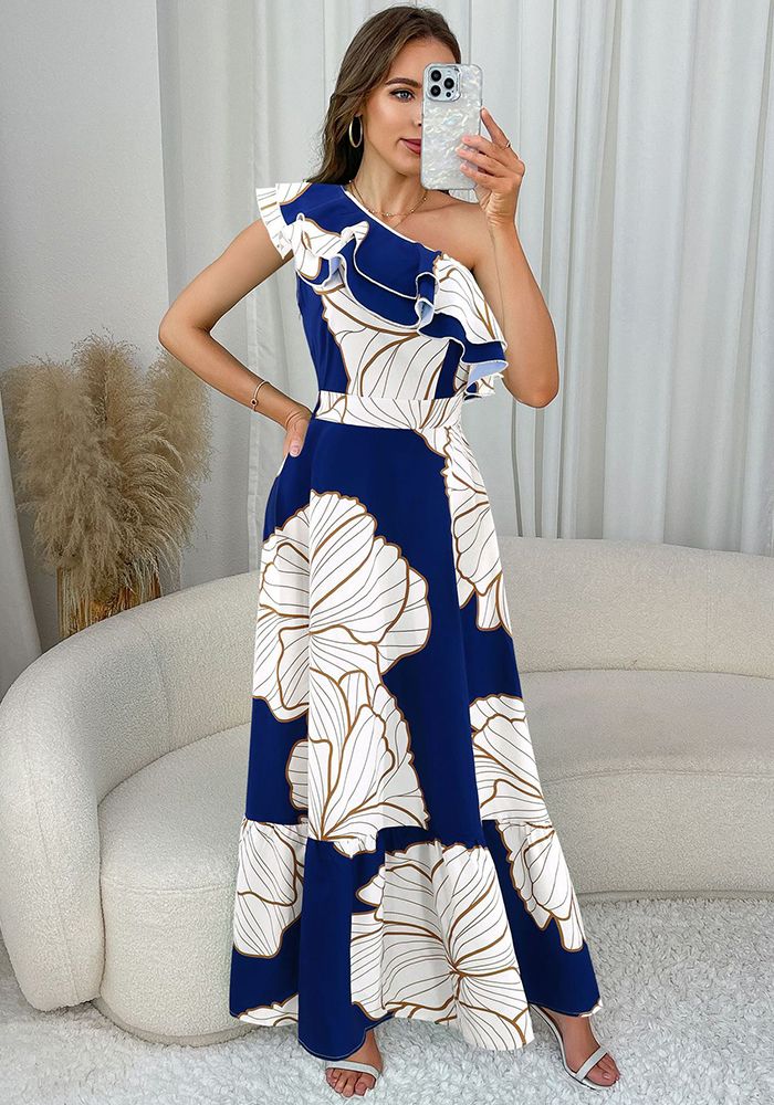 Robe Longue Femme à Taille Haute avec Épaules Dénudées et Dos Nu