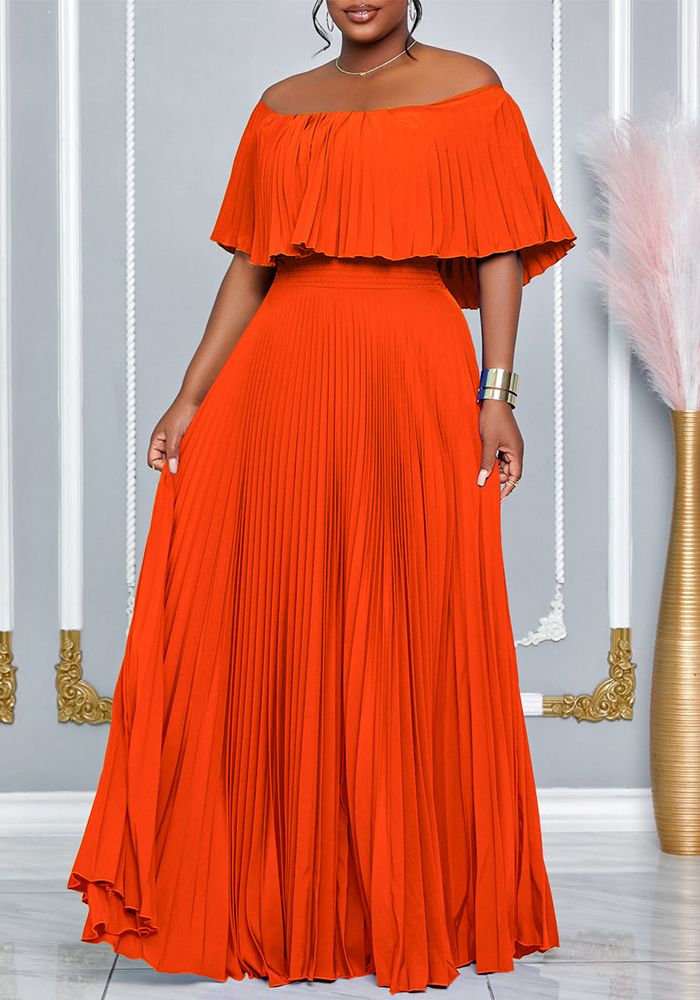 Robe Maxi Plissée Sexy Femme À Épaules Dénudées