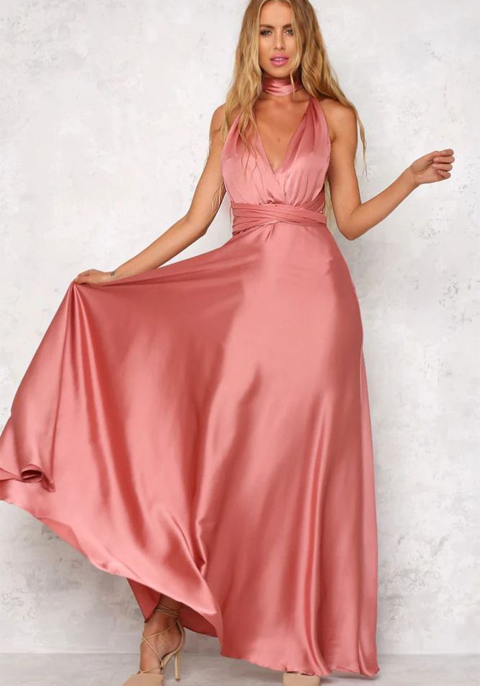 Robe de Soirée Formelle Femme à Col V Uni
