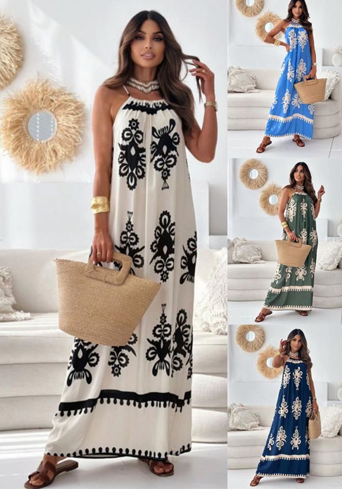 Robe à Bretelles Imprimée Femme