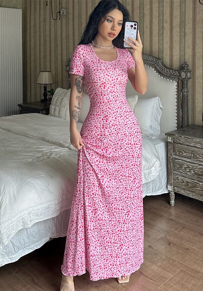 Robe d'été imprimée à encolure en U et lacets pour femmes