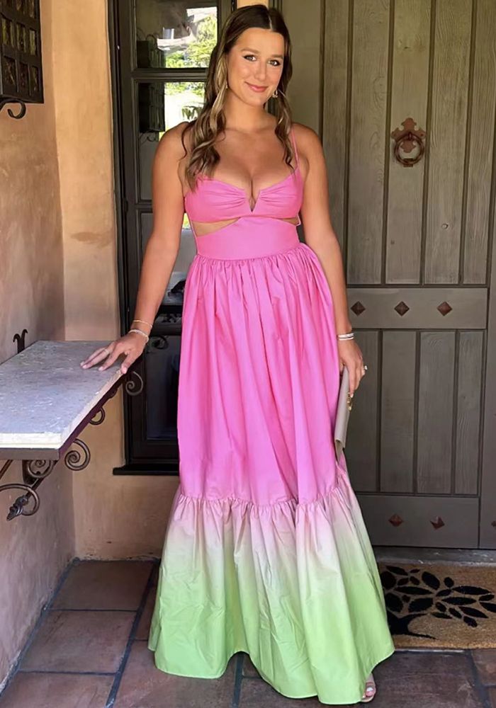 Robe sans manches à bretelles dégradée pour femmes en été