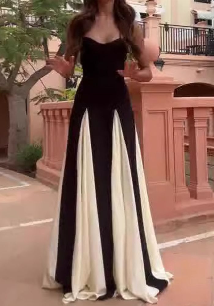 Robe à Bretelles en Patchwork de Couleurs Contrastées Mode Été