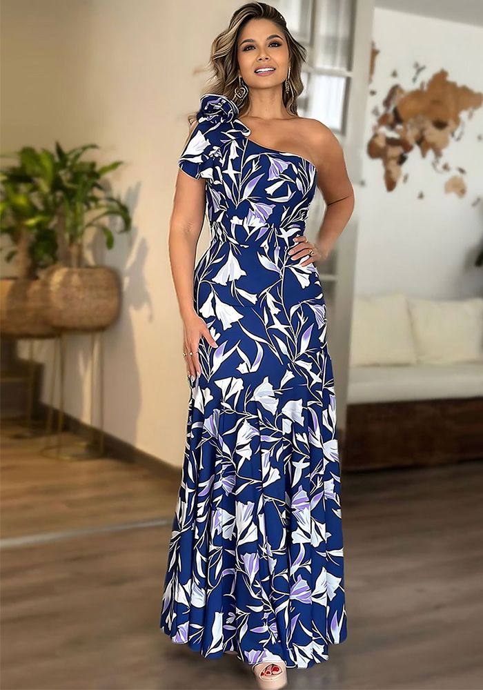 Robe ample imprimée à épaules dénudées pour femmes