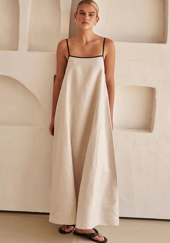 Robe à bretelles pour femmes en couleur contrastée