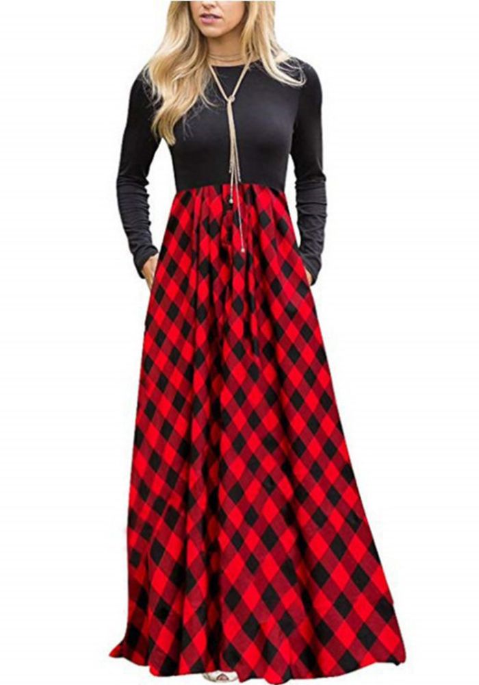 Robe à carreaux de style mode imprimé