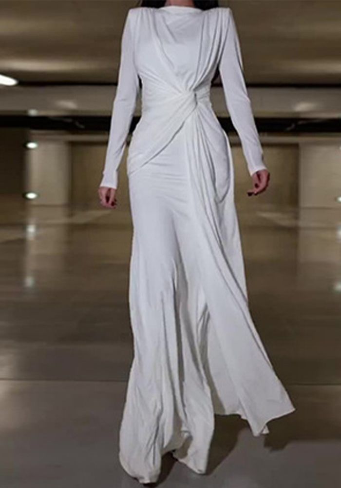 Robe Bodycon à Manches Longues et Col Rond pour Femmes en Automne