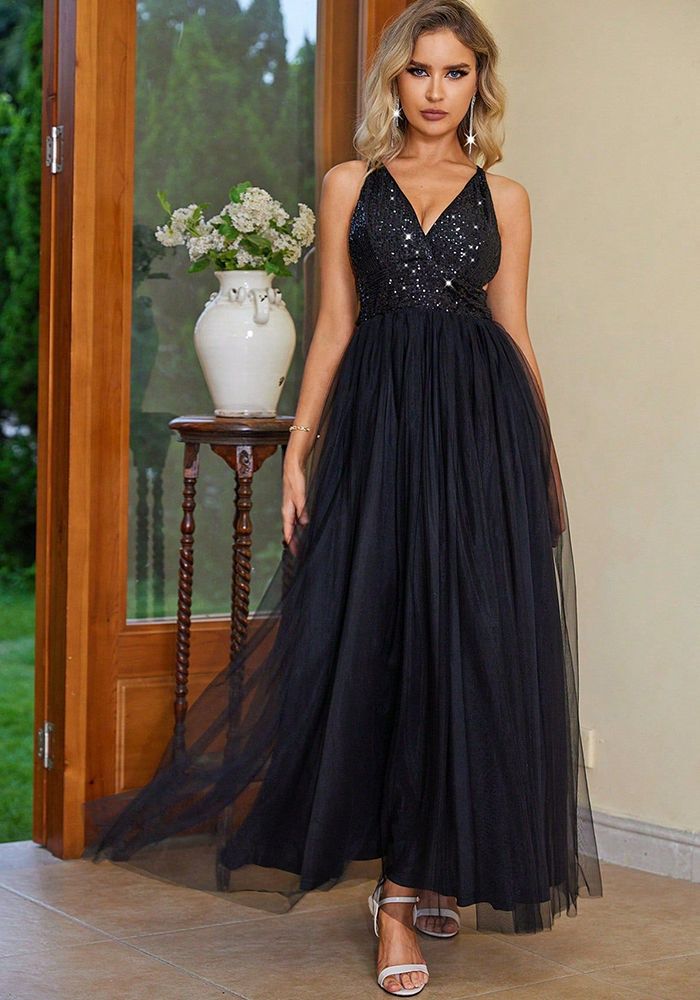 Robe Dos Nu à Paillettes pour Femmes