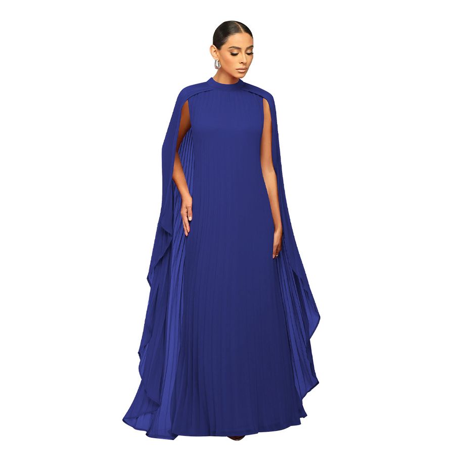 Robe Longue Plissée en Chiffon Uni pour Femmes