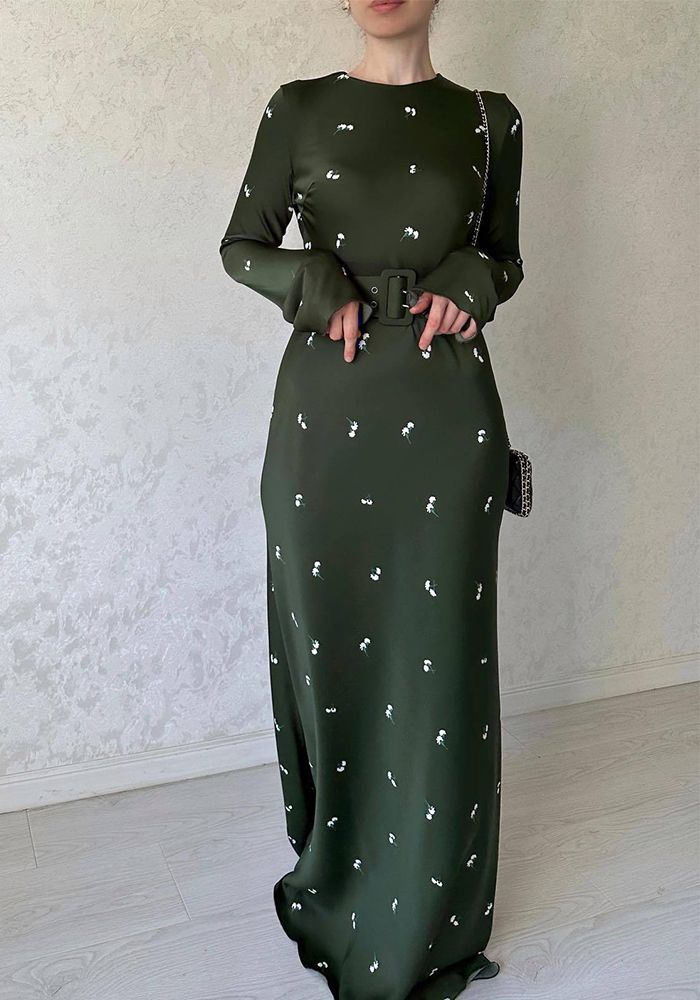 Robe Longue A-Line Slim Fit à Manches Longues Chic Automnal