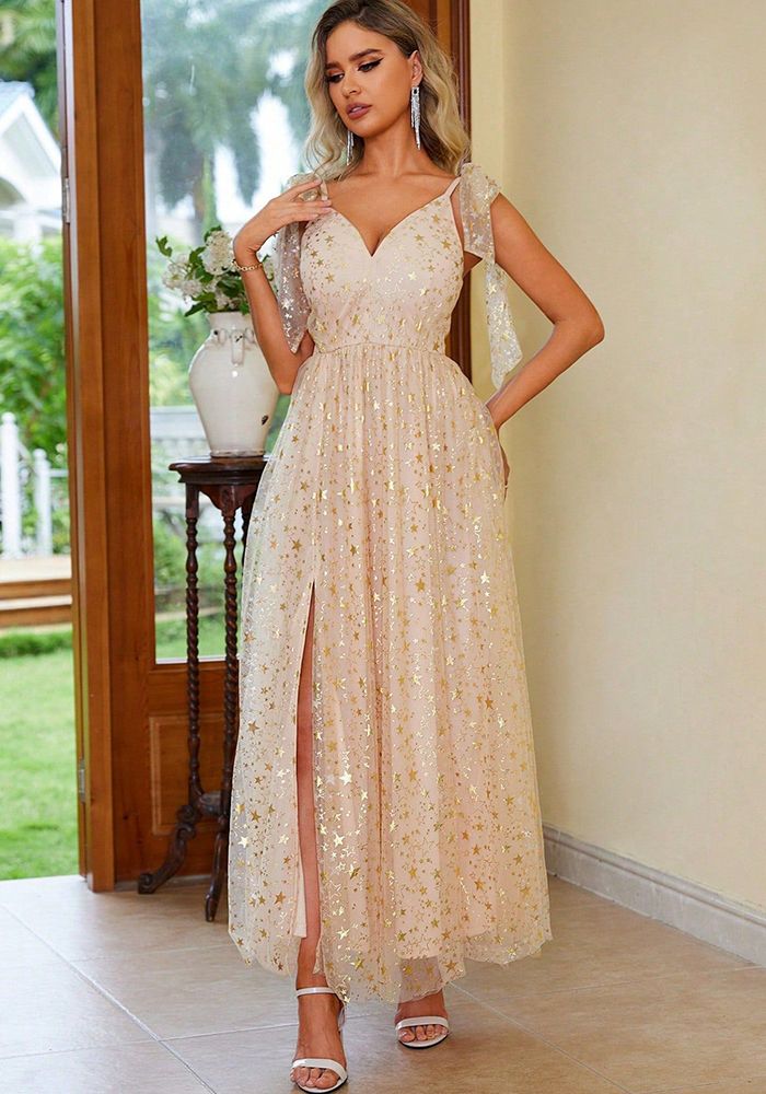 Robe fendue à lacets imprimée élégante pour femmes
