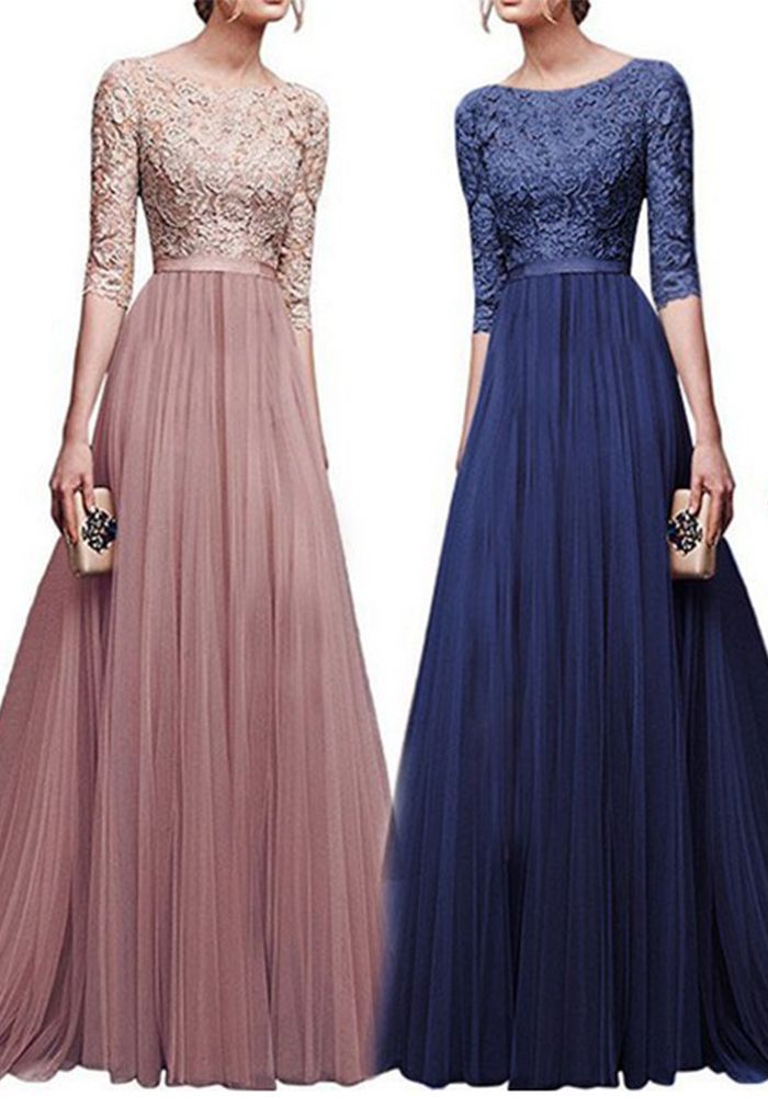 Robe de soirée maxi en chiffon pour femmes