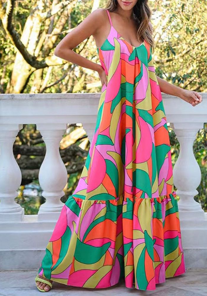 Robe imprimée dos nu à col en V pour femmes