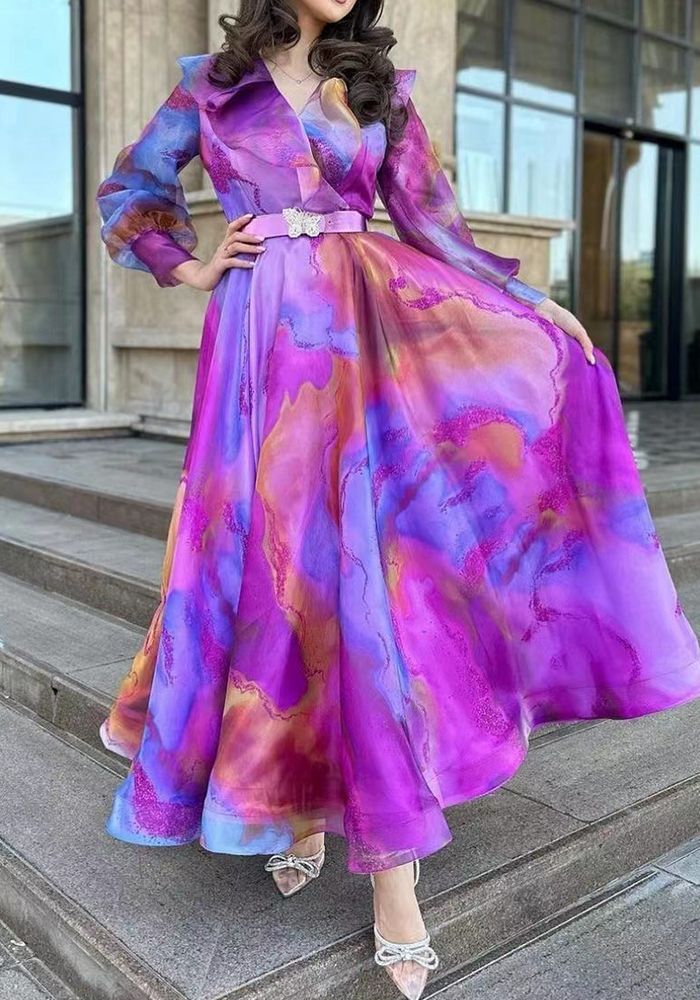 Robe en maille imprimée à volants style printemps été pour femmes grande taille