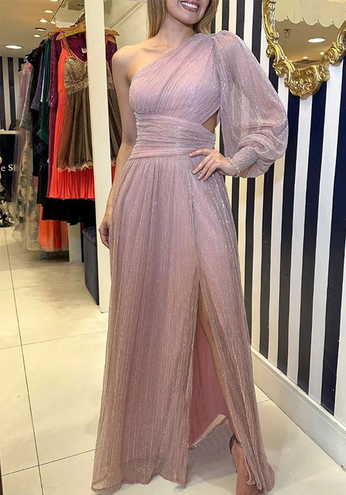 Robe Décontractée Femme à Fente Épaule Découpée pour les Fêtes d'Automne et d'Hiver