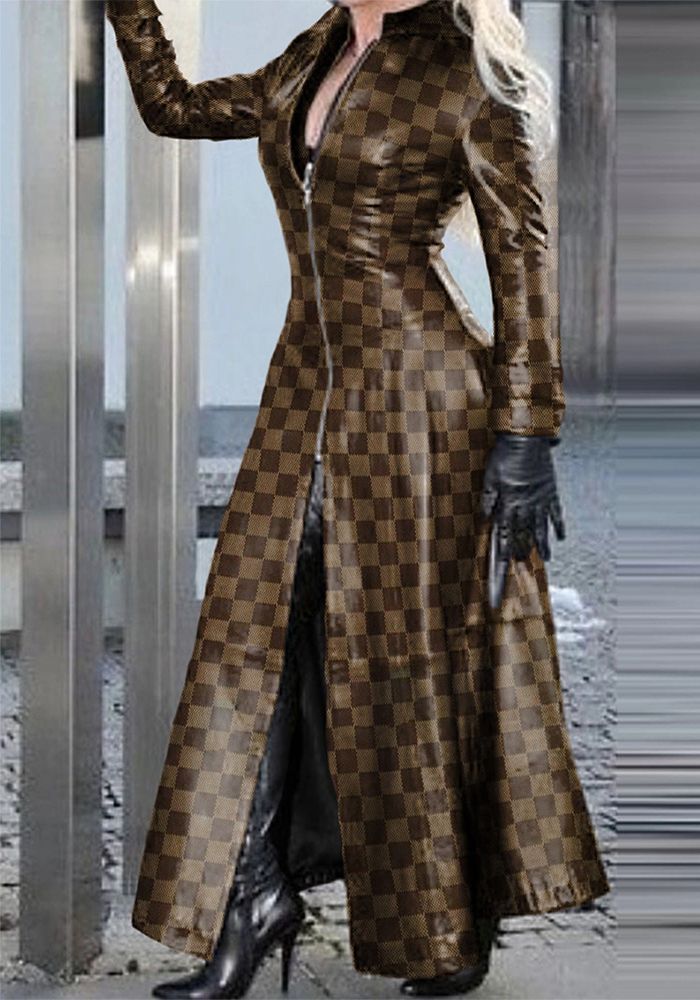 Veste en cuir PU à fermeture éclair prolongée