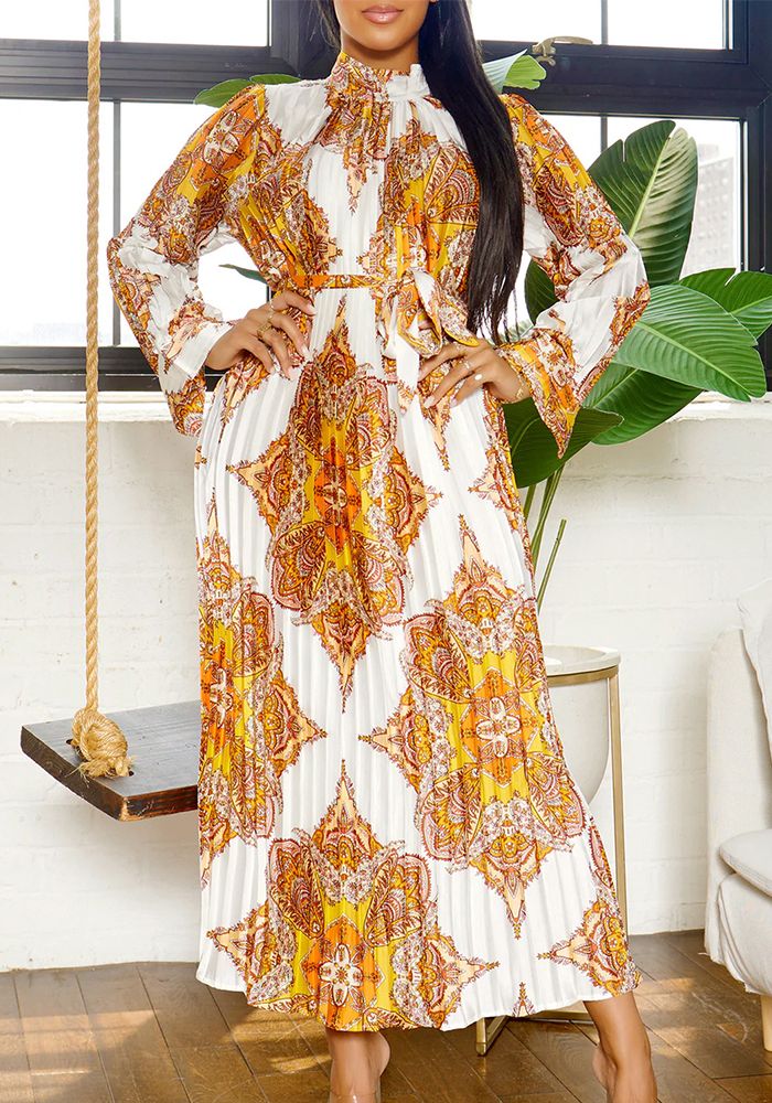 Robe Africaine à Manches Longues Imprimée pour Femmes en Automne