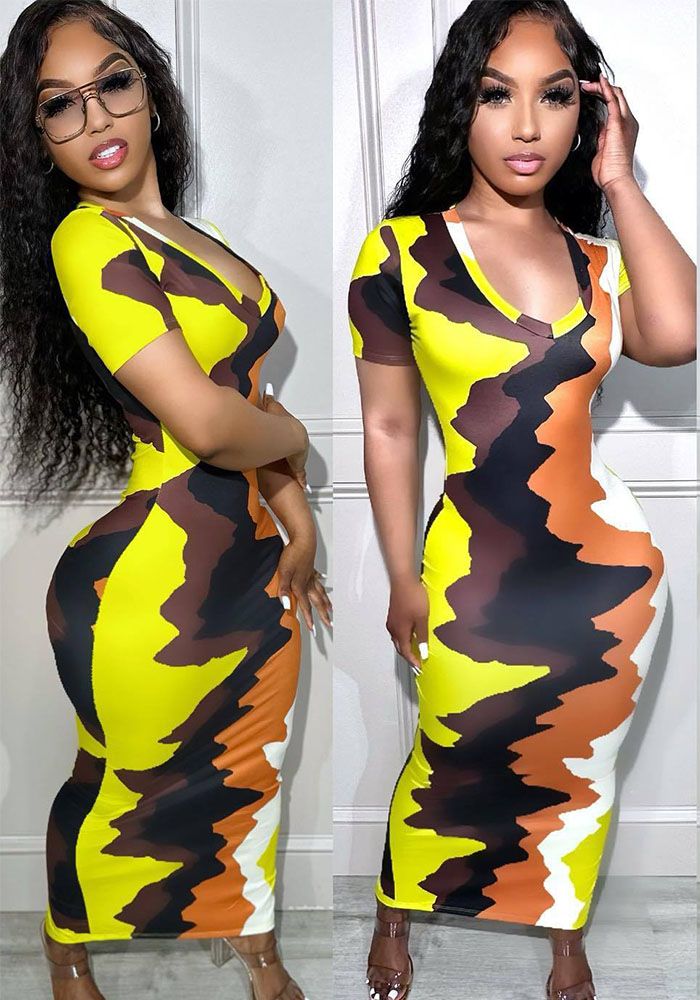 Robe Longue Tie Dye Imprimée pour Femmes d'Été