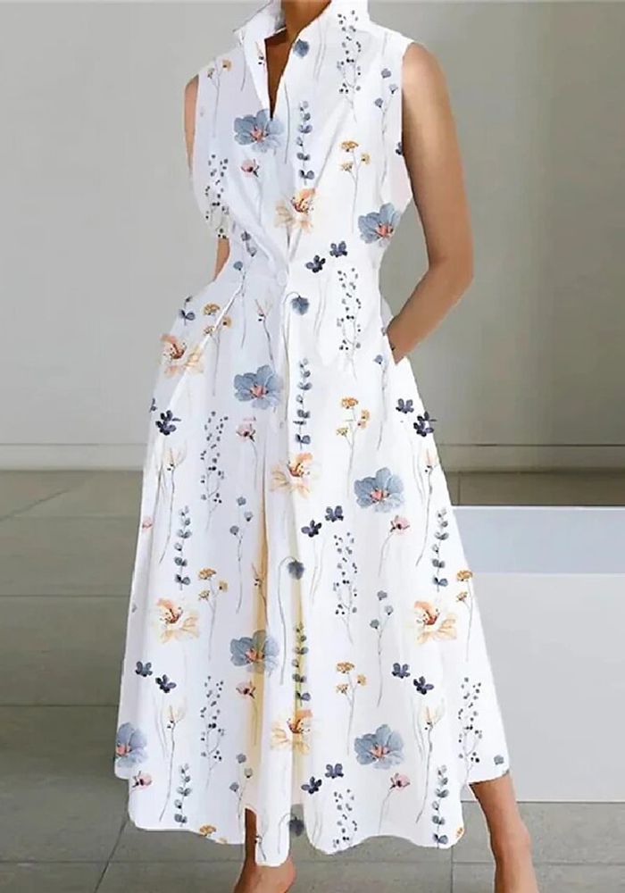 Robe Sirène à Pois à Col V pour Femmes - Mode de Carrière d'Été