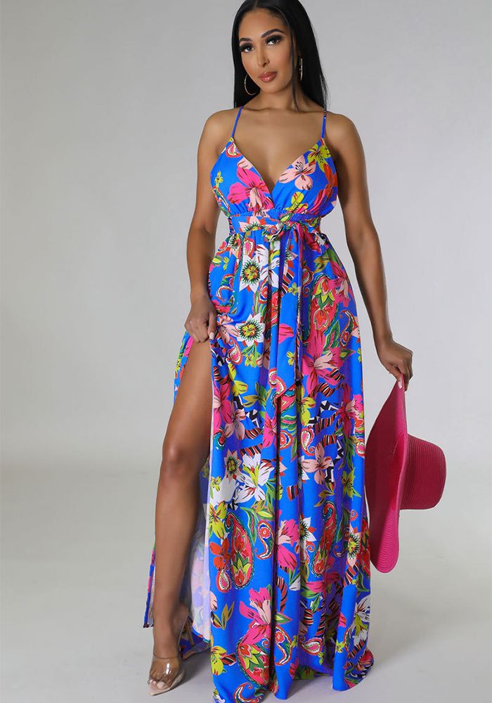 Robe à Bretelles Florale Française pour Femmes