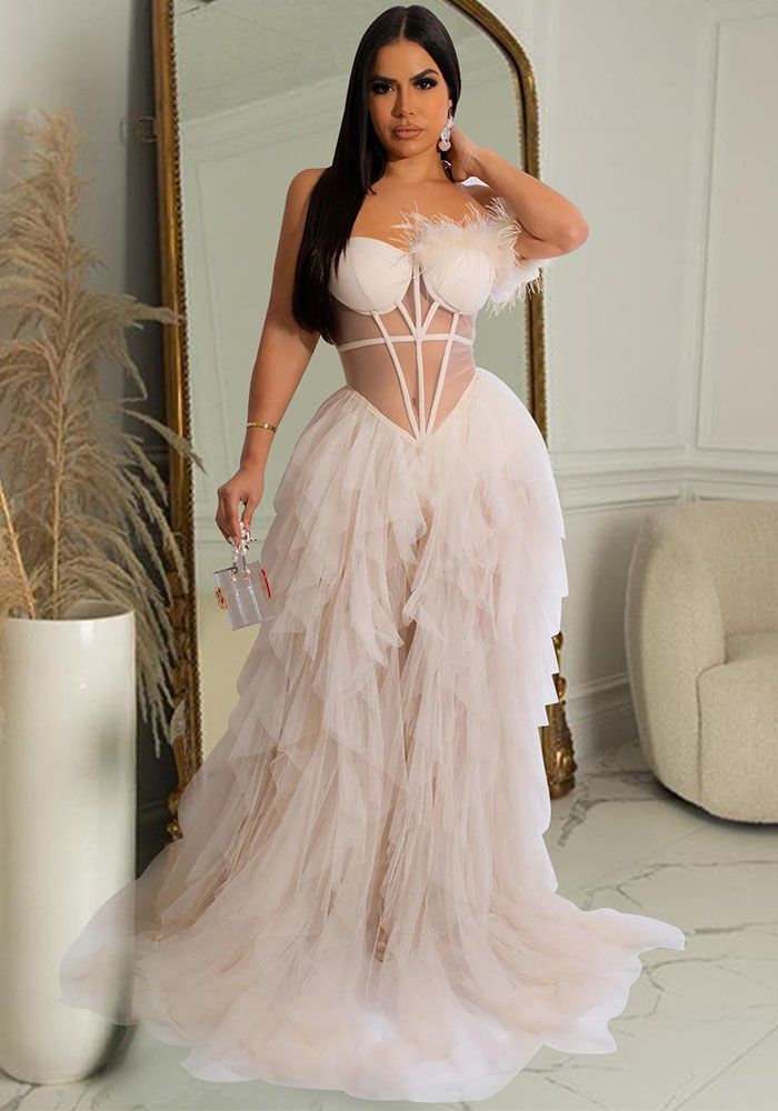 Robe Maxi Sans Manches En Maille À Poitrine Enveloppée De Mode Femme