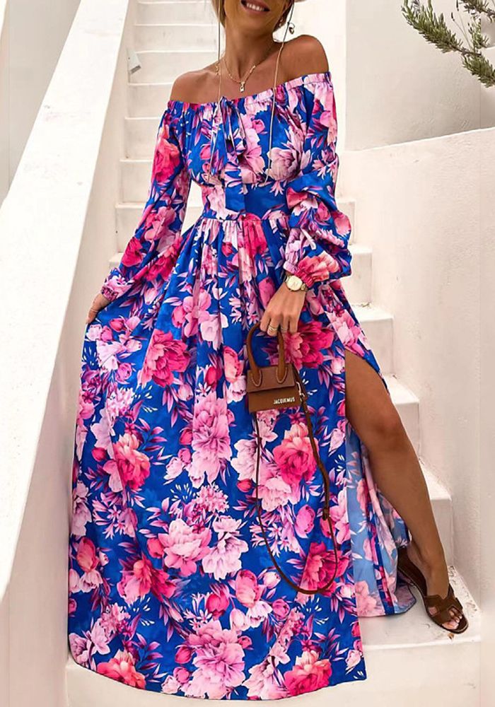 Robe Imprimée Off Shoulder Boho d'Été pour Femmes