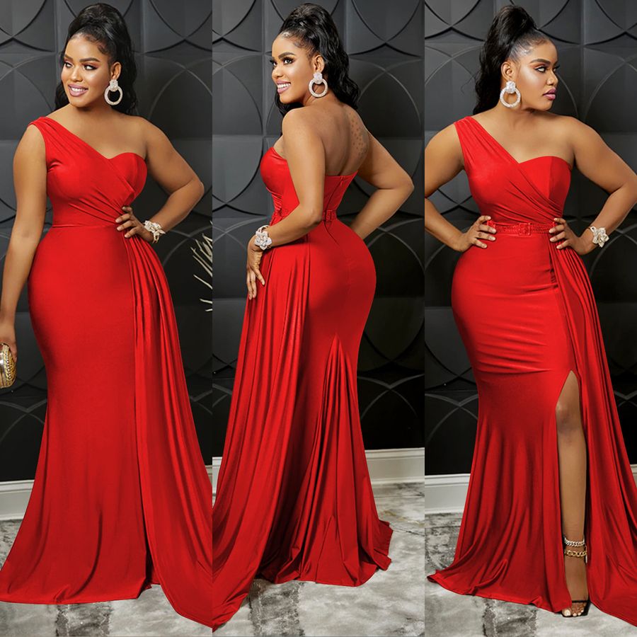 Robe Longue à Une Épaule pour Femmes Mode Solide