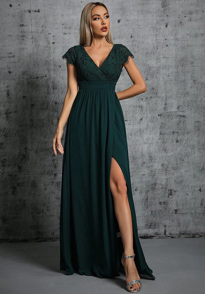 Robe de soirée prom V-neck slim fit pour femmes