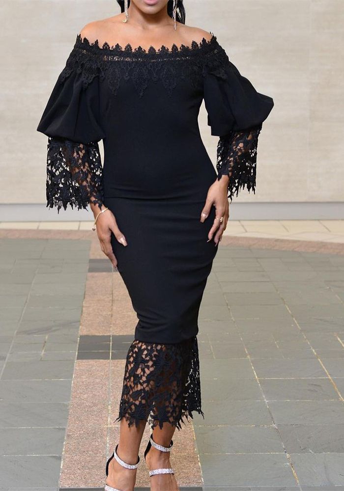 Robe Bodycon Formelle Off-Shoulder en Dentelle pour Femmes