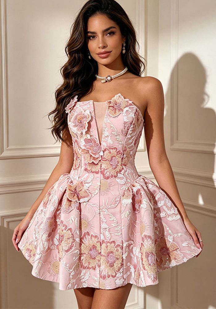 Robe sans manches à bretelles françaises pour femmes avec patchwork floral et sequins