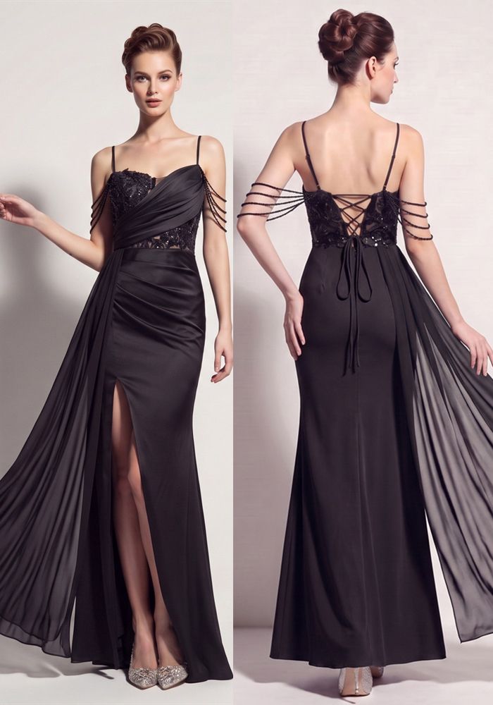 Robe de Soirée Formelle en Chiffon à Lacets pour Femmes